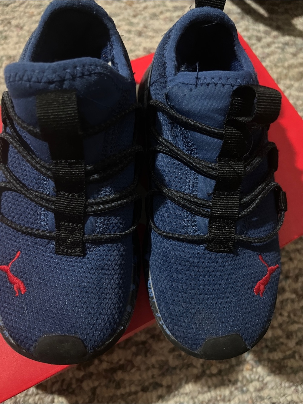 Puma Kids Blue Sneakers with Black and Red Accents - Picture 4 of 8
